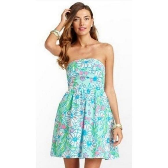 Lilly Pulitzer Chandie Dress in Sandbar Blue Splish Splash - Picture 1 of 10